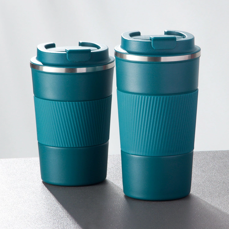 510ml Gorgeous Logo Travel Coffee Mug with Silicone Sleeve Double Wall Vacuum Insulated Stainless Steel