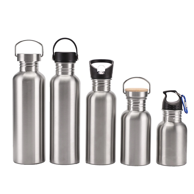 Wholesale Custom Logo Single Wall Stainless Steel Sports Water Bottle in Multi Sizes